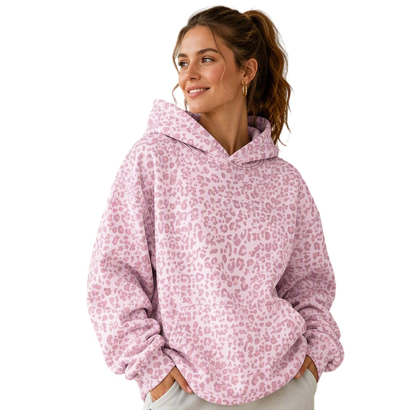 🌸 OFFRE LIMITÉE –50% ! ✨ Sweat à capuche léopard pour femme