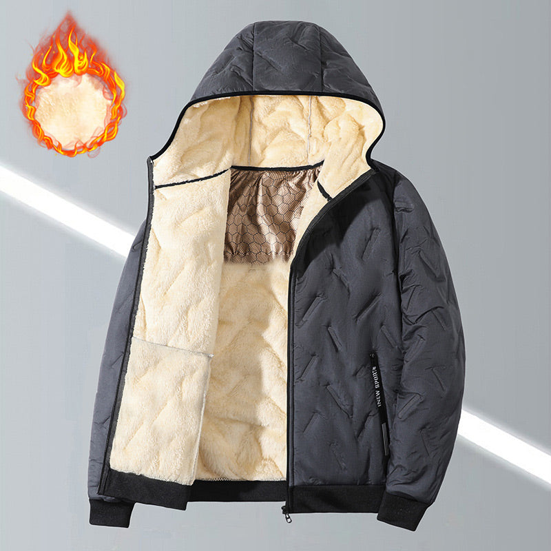 Manteau d'hiver chaud à capuche et fermeture éclair pour homme