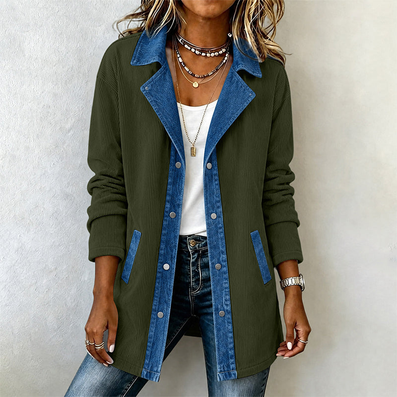 Veste décontractée en jean à patchwork pour femme
