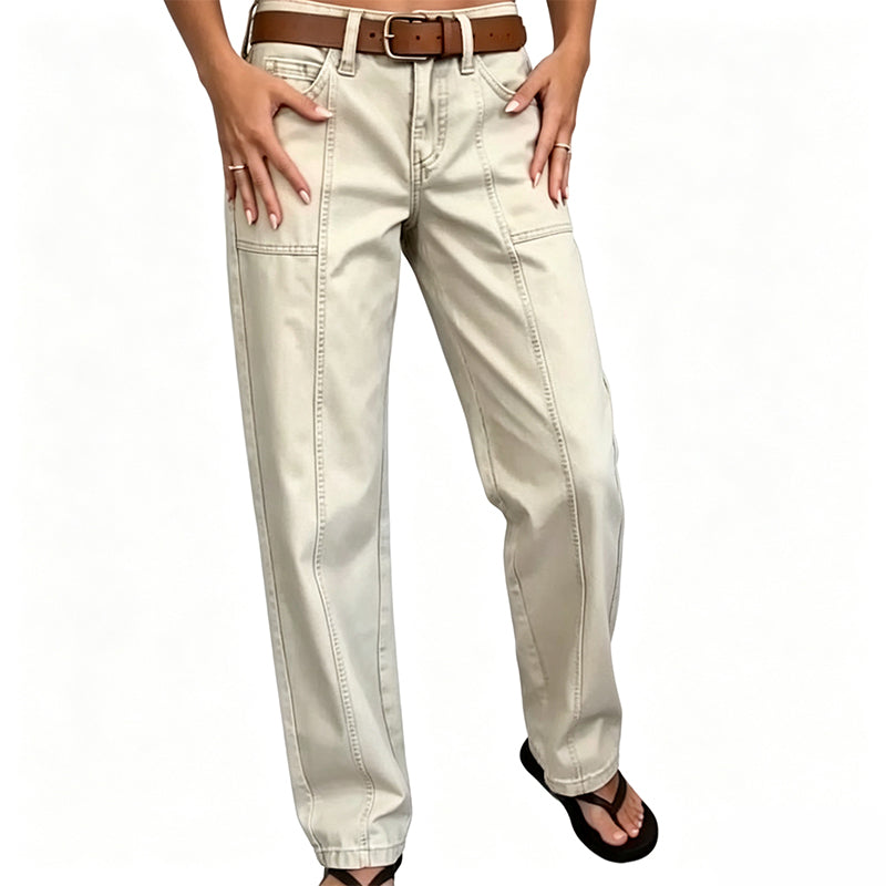✨ Un style de tous les jours qui met en valeur la silhouette | Pantalon utilitaire à coupe droite pour femme, avec coutures renforcées