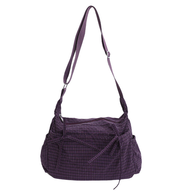 Sac à bandoulière décontracté à motif à carreaux, porté lâche