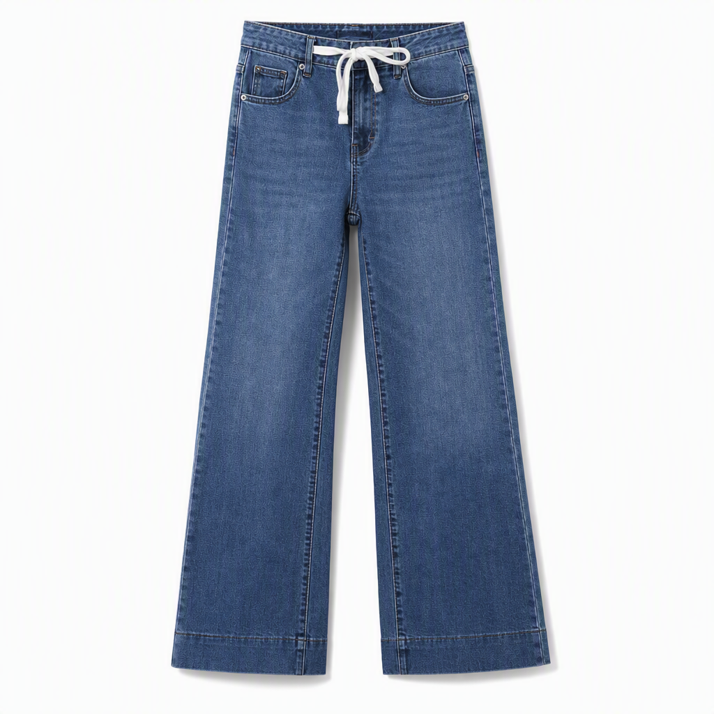 Jeans en denim décontractés coupe large jambe pour femmes