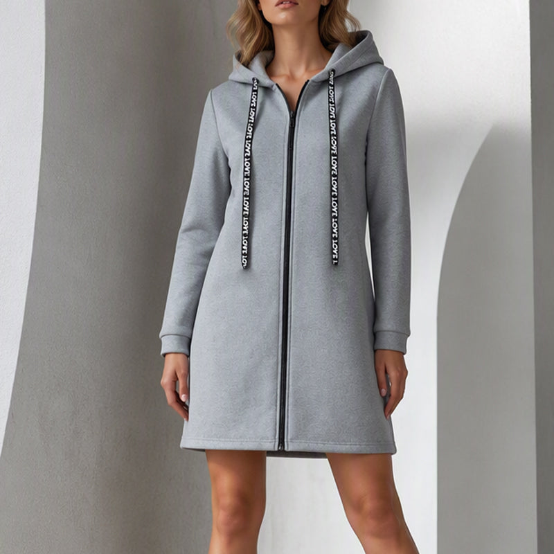 Veste à capuche mi-longue épaisse pour femme