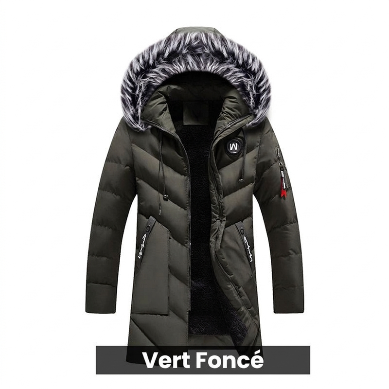 Idée cadeau parfaite - Blouson long à capuche chaud pour homme pour temps froid