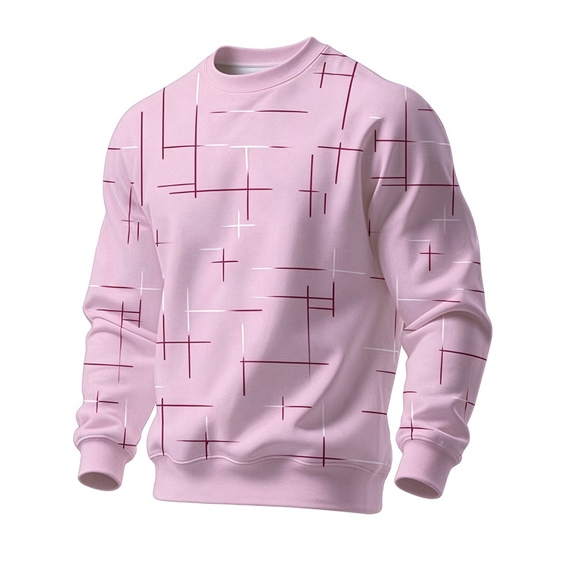 Sweat-shirt homme à col rond et imprimé lignes