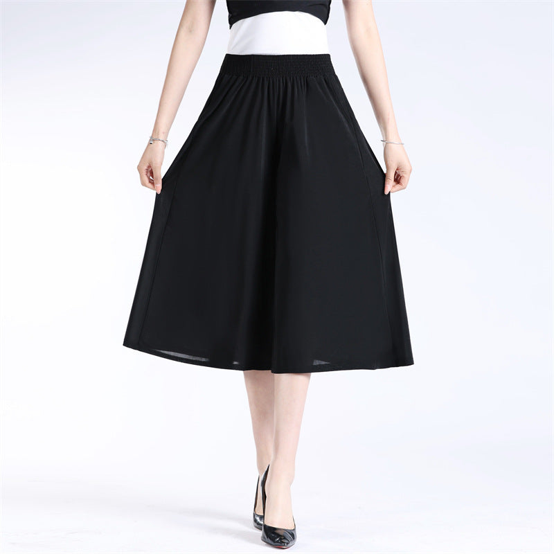 (🎁2024 New Year Hot Sale🎁-49% OFF) Kvinners høye elastiske midje plisserte chiffong brede ben culottes