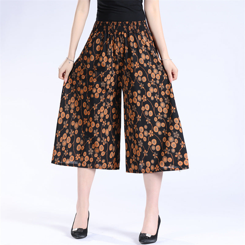 (🎁2024 New Year Hot Sale🎁-49% OFF) Kvinners høye elastiske midje plisserte chiffong brede ben culottes