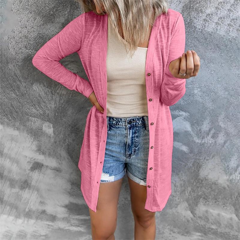 Cardigan décontracté à manches longues avec boutons