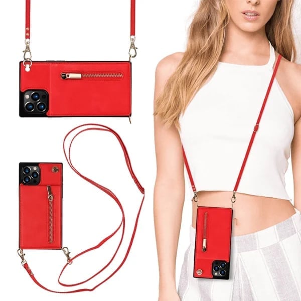 (🔥2023 VENTE CHAUDE) Étui portefeuille à bandoulière pour iPhone avec porte-cartes de crédit