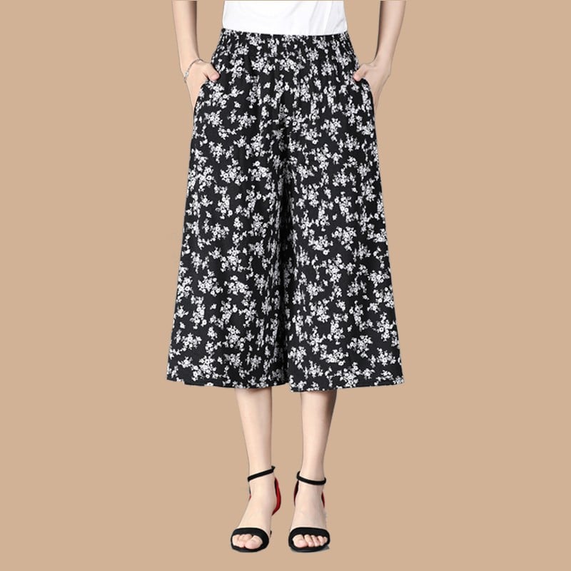 (🎁2024 New Year Hot Sale🎁-49% OFF) Kvinners høye elastiske midje plisserte chiffong brede ben culottes