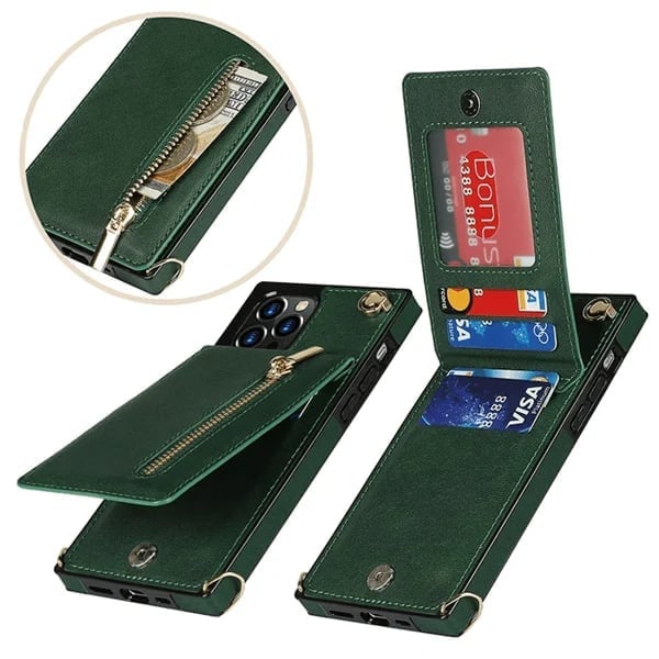 (🔥2023 VENTE CHAUDE) Étui portefeuille à bandoulière pour iPhone avec porte-cartes de crédit