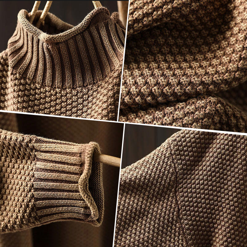 Meilleur cadeau pour elle - Pull rétro tricoté sans serrer avec un col roulé pour les femmes