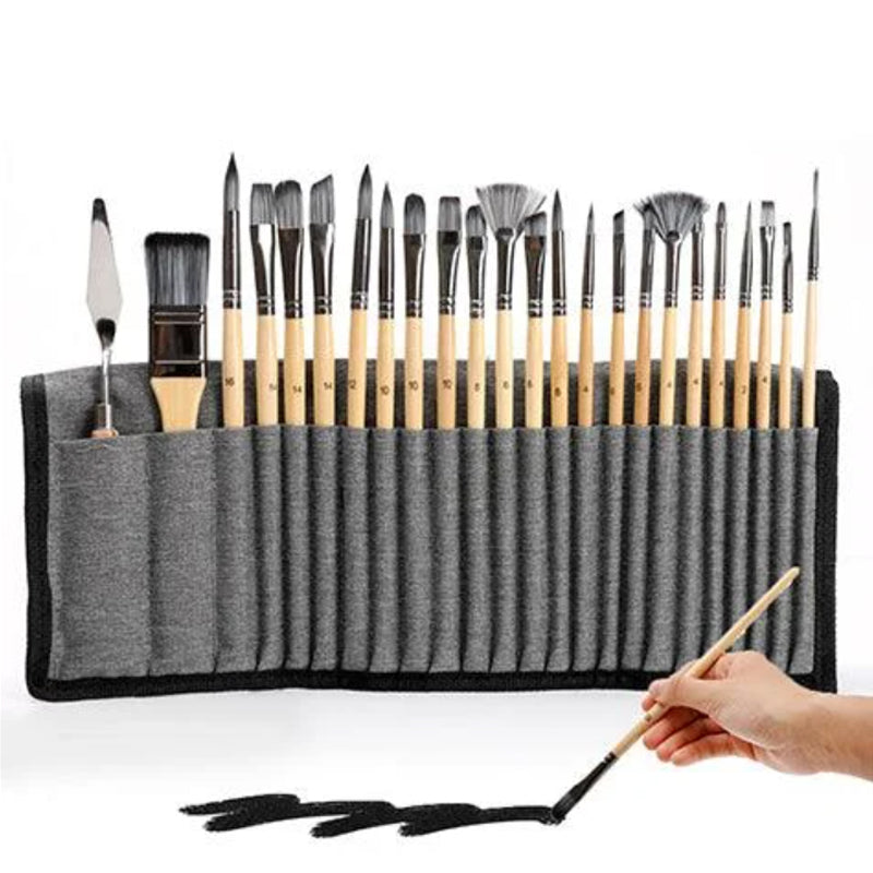Pinceau de Peinture d'Art Professionnel avec Poignée en Bois Naturel