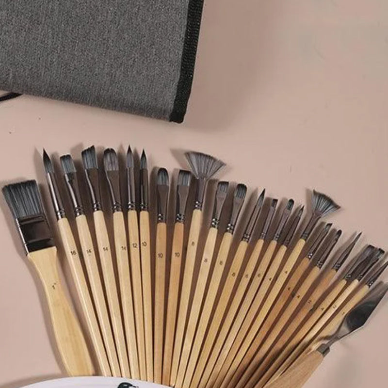 Pinceau de Peinture d'Art Professionnel avec Poignée en Bois Naturel