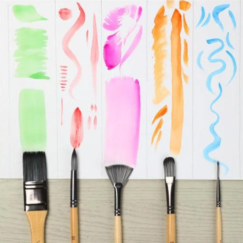 Pinceau de Peinture d'Art Professionnel avec Poignée en Bois Naturel