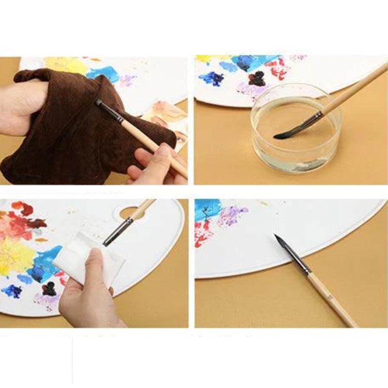 Pinceau de Peinture d'Art Professionnel avec Poignée en Bois Naturel