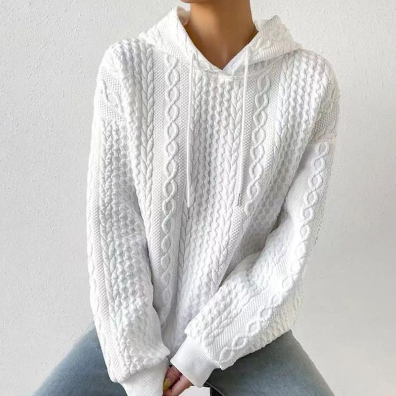 Sweat à capuche en jacquard à épaules tombantes pour femmes