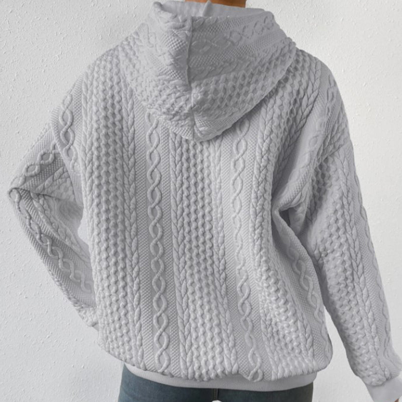 Sweat à capuche en jacquard à épaules tombantes pour femmes