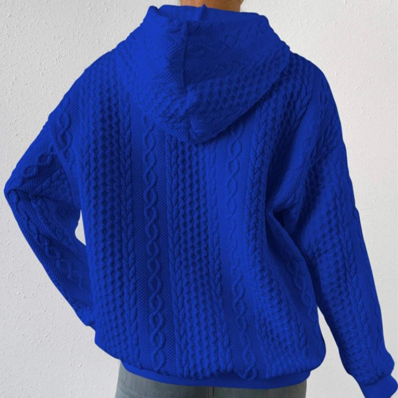 Sweat à capuche en jacquard à épaules tombantes pour femmes