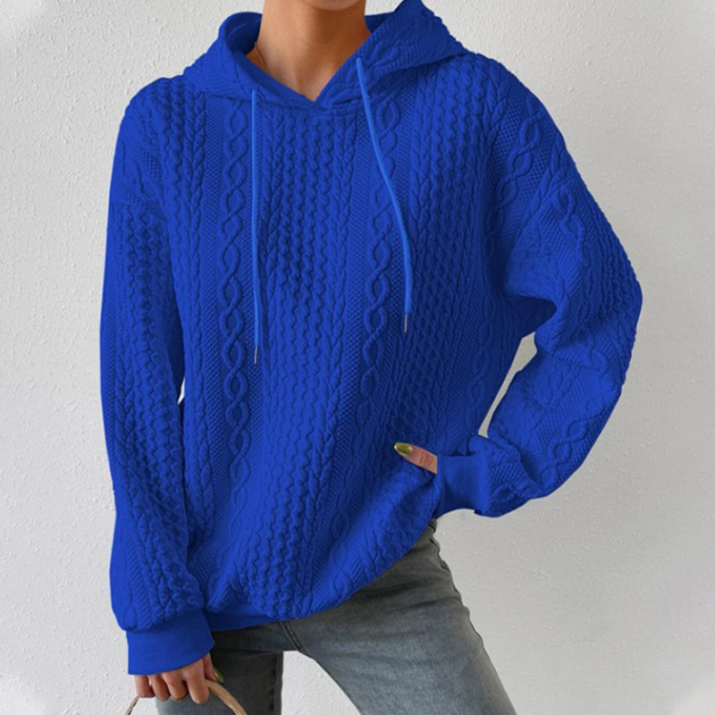 Sweat à capuche en jacquard à épaules tombantes pour femmes
