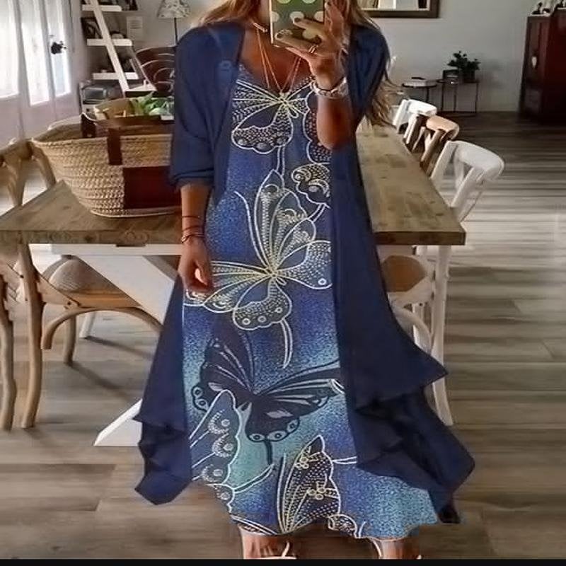 Robe longue à imprimé floral en deux pièces