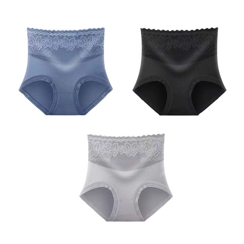 【Dernier jour pour acheter 1 et obtenir 2 gratuits】🎅🎊Culotte taille haute en dentelle avec ourlets latéraux.