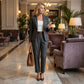 Veste à col pour femme + pantalon - Ensemble élégant pour aller au travail