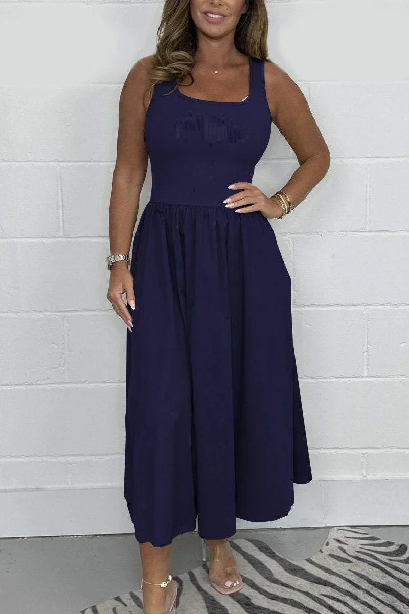 💃VENTE CHAUDE D'ÉTÉ -50% DE RÉDUCTION💃Robe décontractée sans manches de couleur unie pour femme
