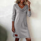 Robe en tricot à manches longues et col roulé pour femme