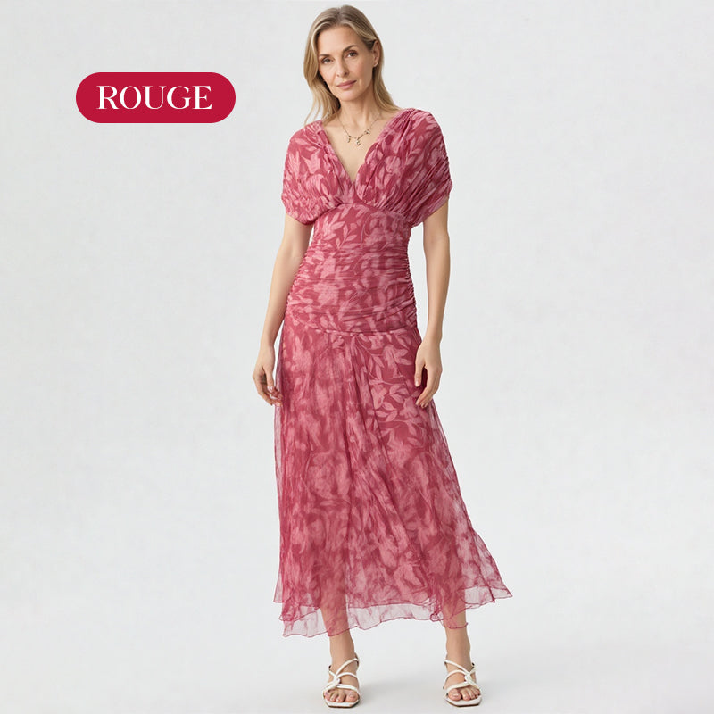 🎁  Vente chaude 58% de réduction 🔥 Robe imprimée à col V hors épaule pour femmes