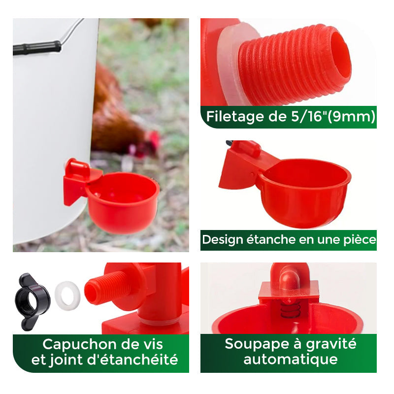 ✨Gobelets automatiques pour volailles avec filetage de 5/16 pouces