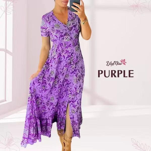 🔥 Printemps 2025 Nouveautés - 49% de réduction 🔥Robe à motif floral et décolleté en V