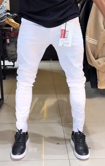 Pantalon casual slim fit en tissu uni pour homme