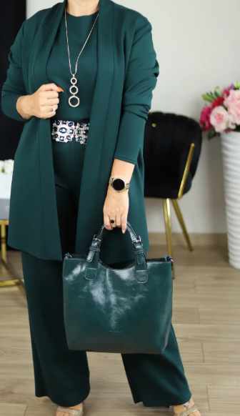 Ensemble 3 pièces élégant comprenant un cardigan long, un haut et un pantalon