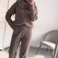 Ensemble sweat à capuche zippé et pantalon de jogging à col en peluche pour femme