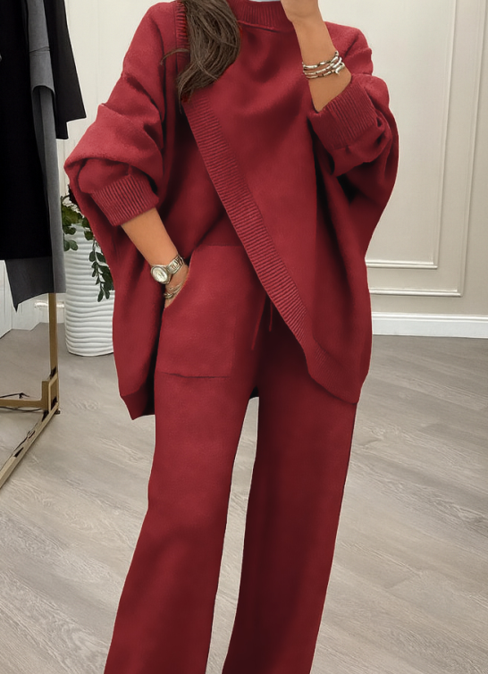🔥 59 % DE RÉDUCTION ! NOUVEAU ! Ensemble 2 pièces femme – Pull asymétrique + pantalon large, coupe ample et tissu doux, ultra confortable 👚✨ ✅ Livraison gratuite