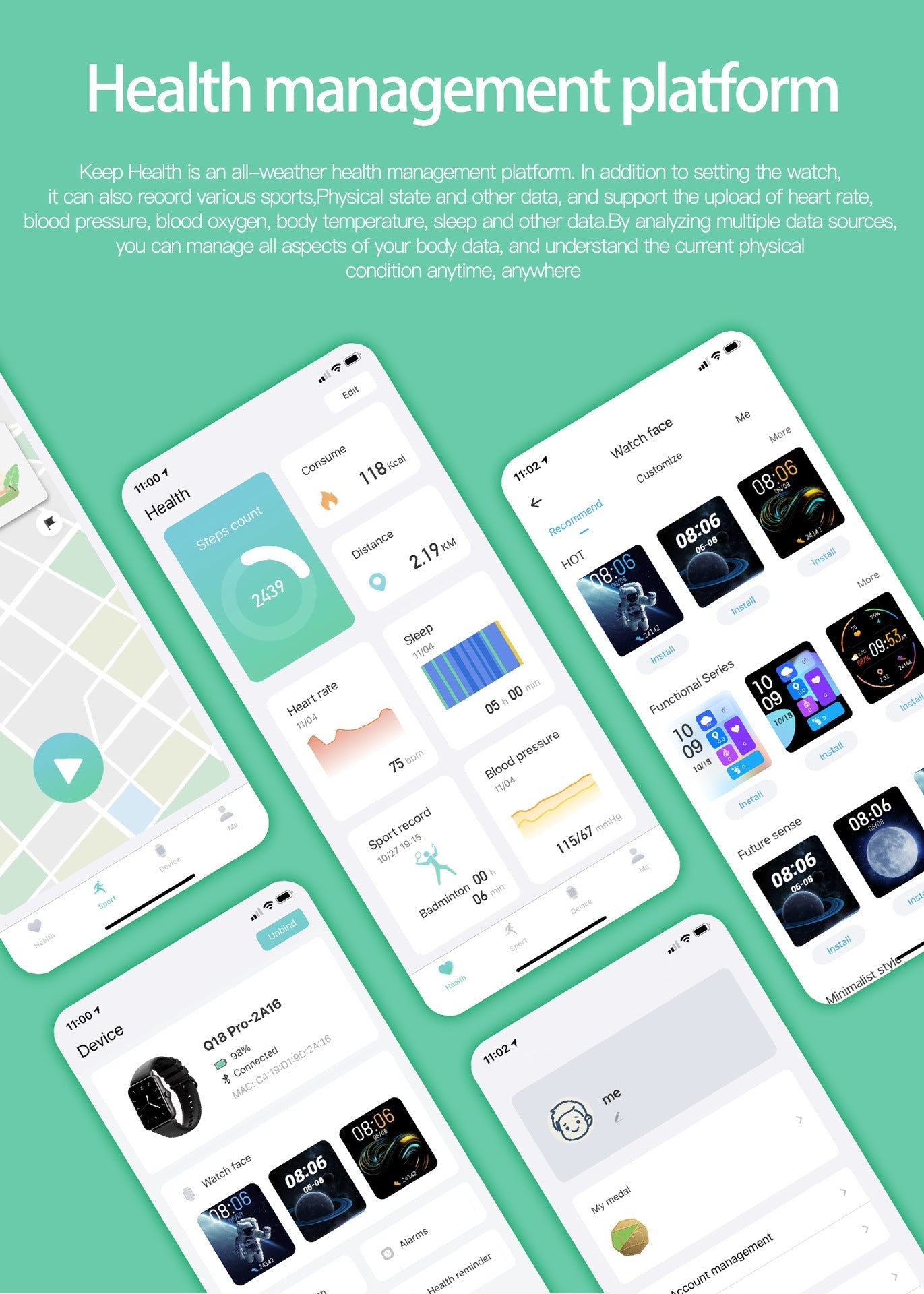 ✈️Livraison gratuite✈️Montre connectée pour femmes et hommes, tracker d'activité physique avec fonction d'appel, montre de fitness avec suivi du sommeil/100 sports/podomètre étanche IP68