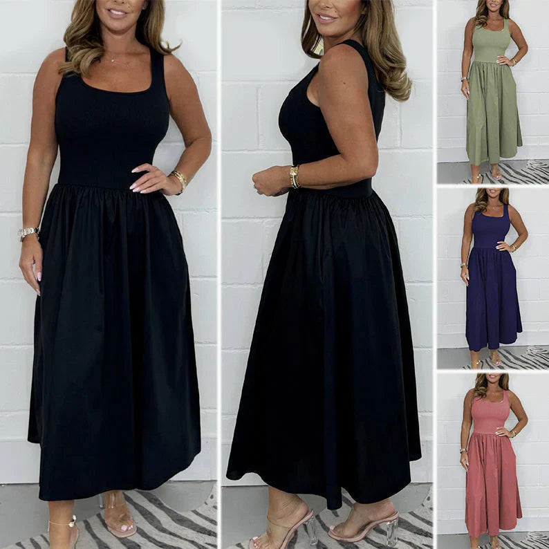 💃VENTE CHAUDE D'ÉTÉ -50% DE RÉDUCTION💃Robe décontractée sans manches de couleur unie pour femme