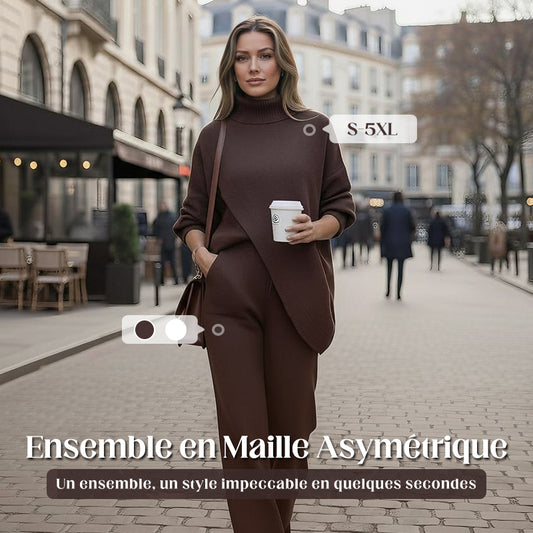 🔥 59 % DE RÉDUCTION ! NOUVEAU ! Ensemble 2 pièces femme – Pull asymétrique + pantalon large, coupe ample et tissu doux, ultra confortable 👚✨ ✅ Livraison gratuite