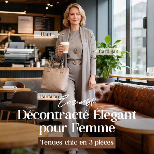 Ensemble 3 pièces élégant comprenant un cardigan long, un haut et un pantalon
