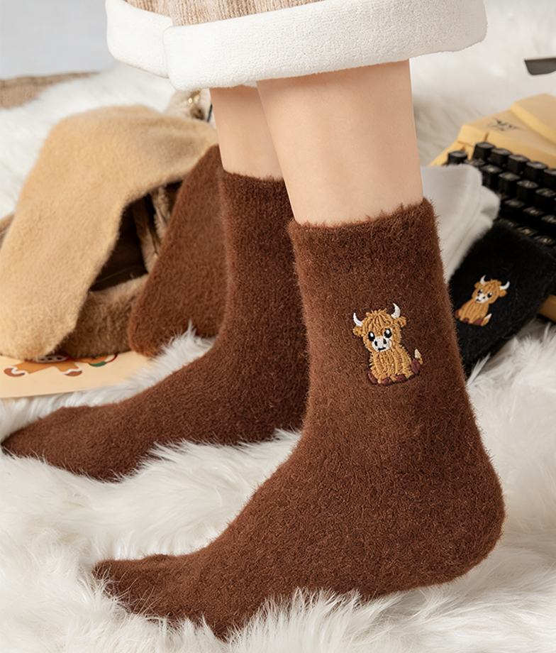 Chaussettes pelucheuses à vache des Highlands
