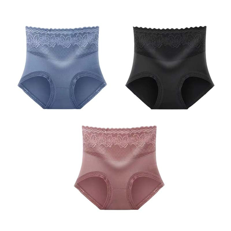 【Dernier jour pour acheter 1 et obtenir 2 gratuits】🎅🎊Culotte taille haute en dentelle avec ourlets latéraux.