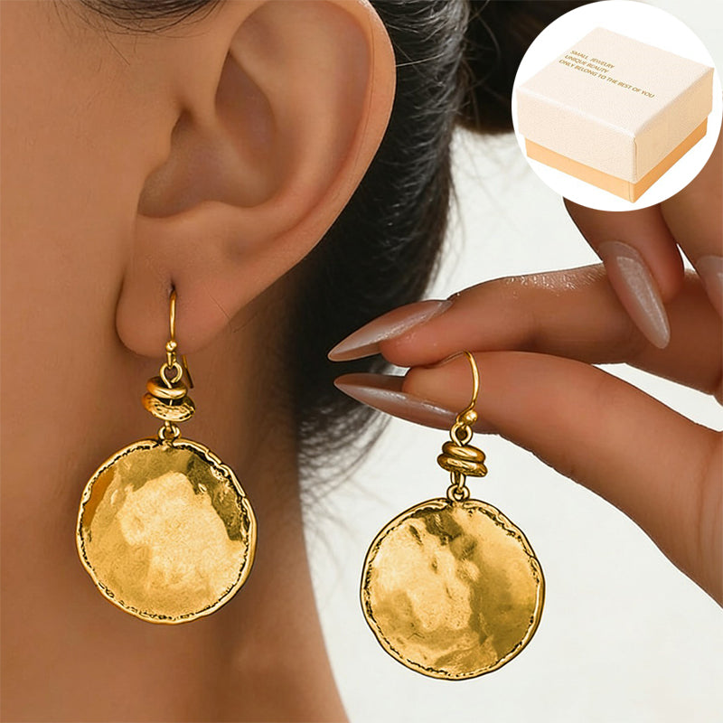 Boucles d'oreilles pendantes vintage en métal martelé