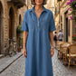 🔥 Dernier jour ! 50 % de réduction sur la robe-chemise midi en jean pour femme avec poches 👖 Une robe d'été décontractée, idéale pour le quotidien – confortable et flatteuse