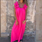 💕Robe de couleur unie pour femme avec motif floral et encolure en U