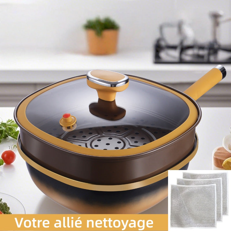 🔥 50 % DE RÉDUCTION ! 🍳✨ Pot anti-adhésif en alliage de titane de 12 pouces avec couvercle 🍲💫