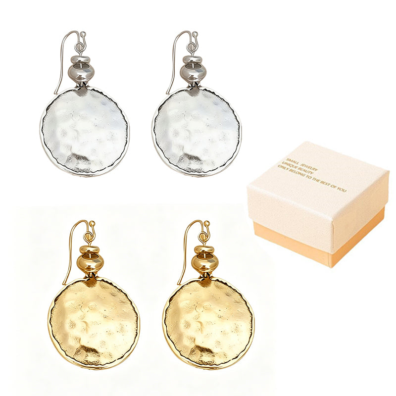 Boucles d'oreilles pendantes vintage en métal martelé