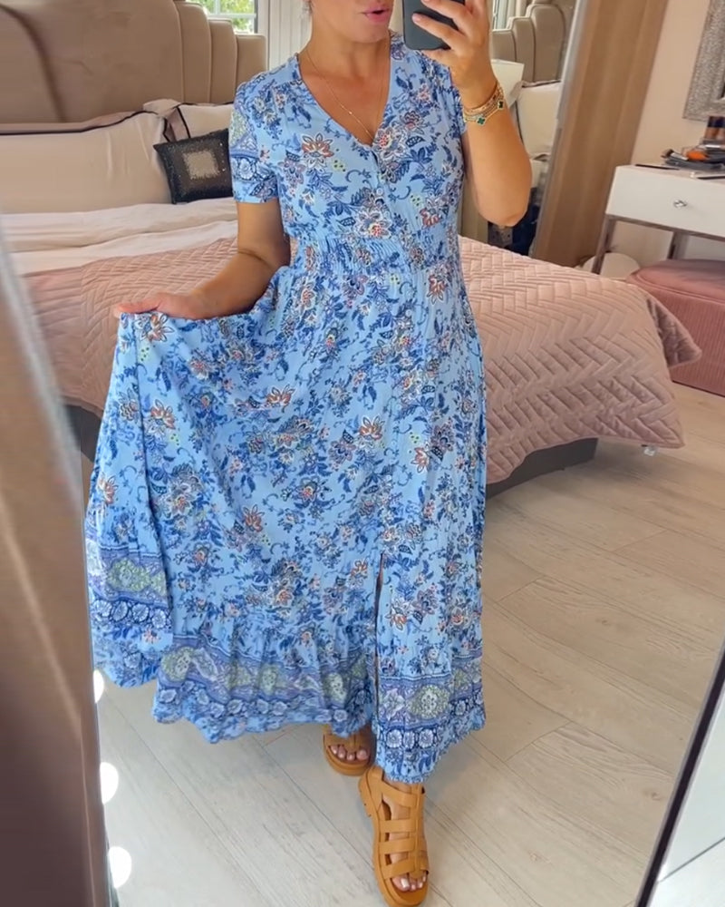 🔥 Printemps 2025 Nouveautés - 49% de réduction 🔥Robe à motif floral et décolleté en V