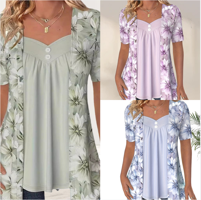 2026 Nouveaux produits👚Top patchwork floral irrégulier pour femmes