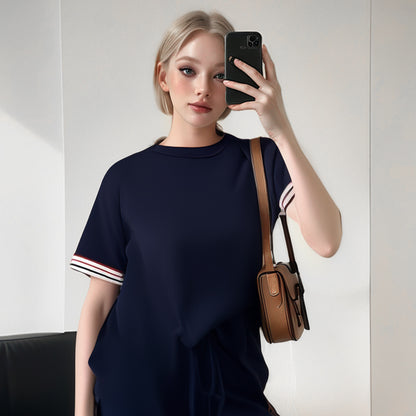 Ensemble de T-shirt Rayé et Pantalon de Jogging à Jambes Larges pour Femmes